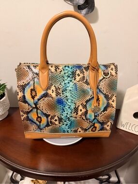Brahmin Mineral Blue Chevelle Caroline Satchel-